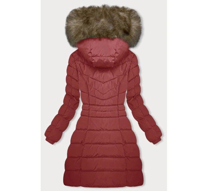 Tmavě červená péřová dámská zimní bunda model 21246025 - LHD