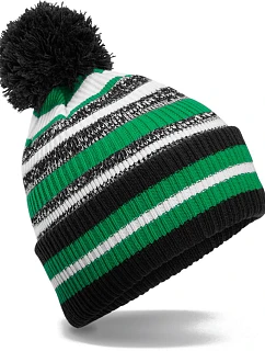 Beechfield B 474R Pletená čepice s pruhy "Fan" 53.474R black/kelly green/white