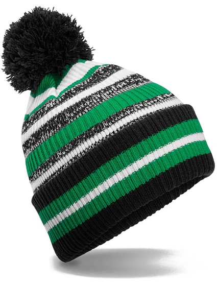 Beechfield B 474R Pletená čepice s pruhy "Fan" 53.474R black/kelly green/white Beechfield B 474R Pletená čepice s pruhy "Fan" 53.474R black/kelly green/white