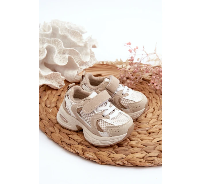 Dětské Sportovní Tenisky Na Suchý Zip Bežové model 21664010 - Boto Dětské Sportovní Tenisky Na Suchý Zip Bežové model 21664010 - Boto