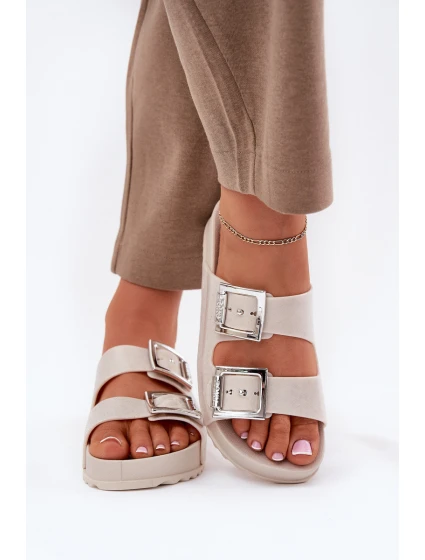 Dámské Pantofle S Přezkami A Béžové model 21695864 - Zaxy