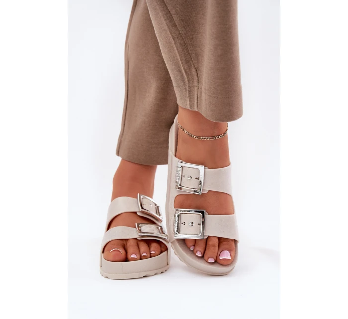 Dámské Pantofle S Přezkami A Béžové model 21695864 - Zaxy