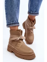 Dámské kotníkové boty s prošíváním a šněrováním Khaki Bizzanti Dámské kotníkové boty s prošíváním a šněrováním Khaki Bizzanti