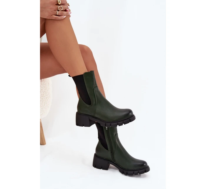 Dámské kotníkové boty Kyra z eko‑kůže – tmavě zelené Dámské kotníkové boty Kyra z eko‑kůže – tmavě zelené
