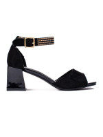 Trendy  sandály dámské černé na širokém podpatku