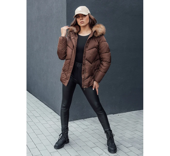 Dámská zimní bunda s kapucí WAYWARD hnědá FashionStreet TY4529