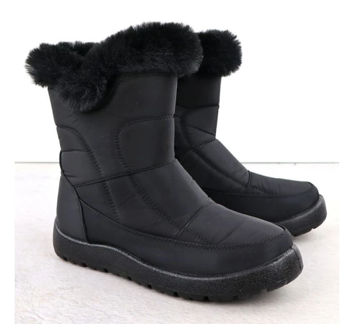 Dámské ploché zateplené sněhule černé Potocki KI24322 Dámské ploché zateplené sněhule černé Potocki KI24322