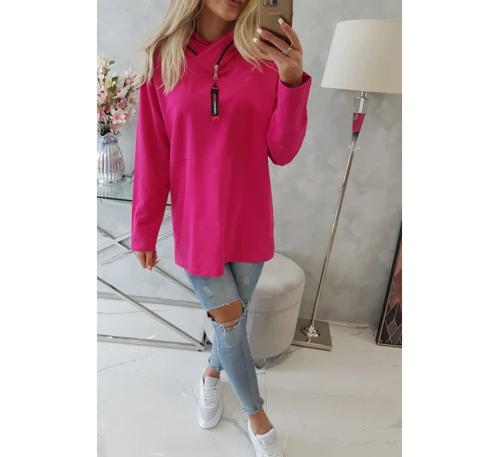 Tunika na zip s kapucí Oversize fuchsiová