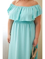 Dámské šaty Plus Size s volánem a elastickým pasem mátová Dámské šaty Plus Size s volánem a elastickým pasem mátová