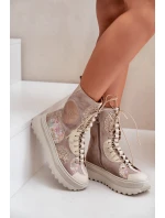 Kožené Semišové Boty Na Platformě Zateplené Maciejka 06565-04 Béžové