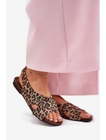 Dámské kožené sandály leopardí hnědé Zazoo 40407
