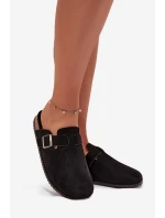 Dámské Pantofle Na Korkové Platformě Stříbrná Spona Big Star SS274736 Černé