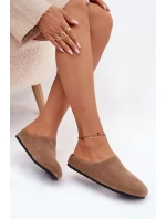 Dámské pantofle z eko semiše Khaki Kalvess Dámské pantofle z eko semiše Khaki Kalvess