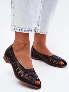 Kožené Baletky S Otevřenými Prsty Maciejka 06908-29/001-1 Hnědé