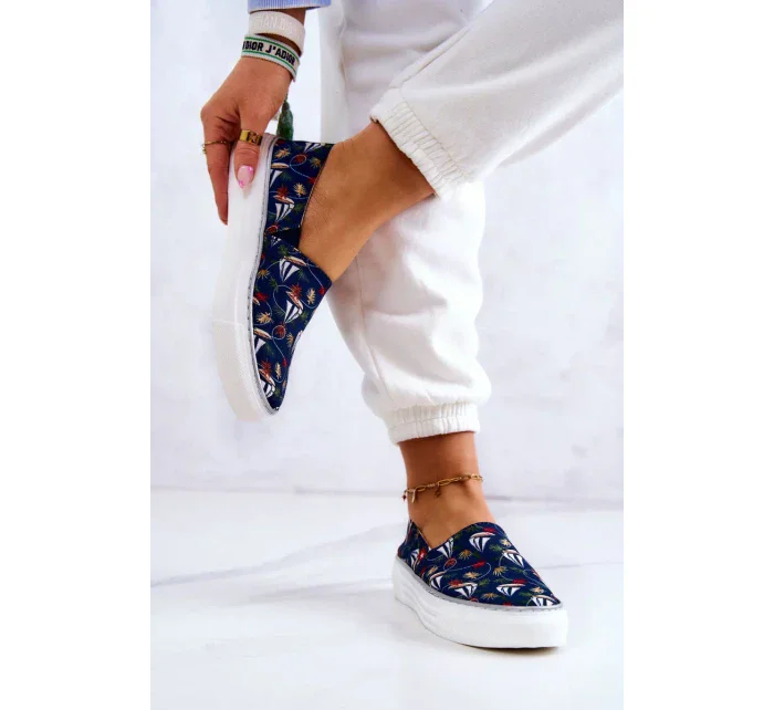 Dámské Slip On s paměťovou pěnou Big Star - tmavě modrá Dámské Slip On s paměťovou pěnou Big Star - tmavě modrá