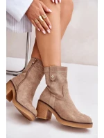 Zateplené Dámské Kotníkové Boty Na Podpatku Hnědé Vailia