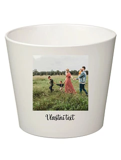 Bílý keramický květináč s fotografií - velký
