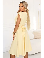 SCARLETT rozšířené midi šaty s obálkovým výstřihem a páskem  žluté model 22043325 - numoco