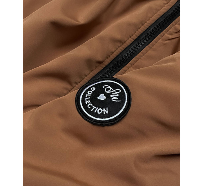 Dámská bunda v karamelové barvě s kožešinovou podšívkou (B8115-22)