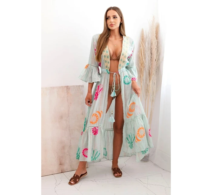 Dámský boho plášť s výšivkou mincovna