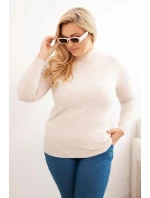 Dámský svetr Plus Size z viskózy s rolákem béžový