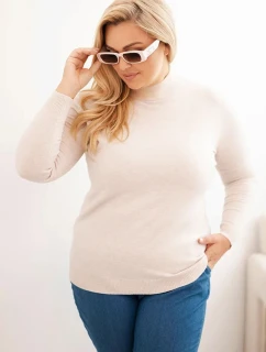Dámský svetr Plus Size z viskózy s rolákem béžový