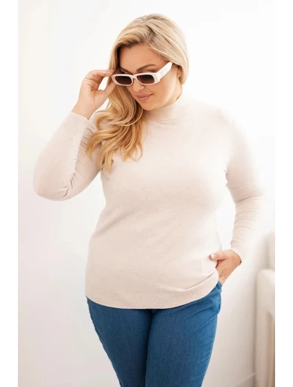 Dámský svetr Plus Size z viskózy s rolákem béžový