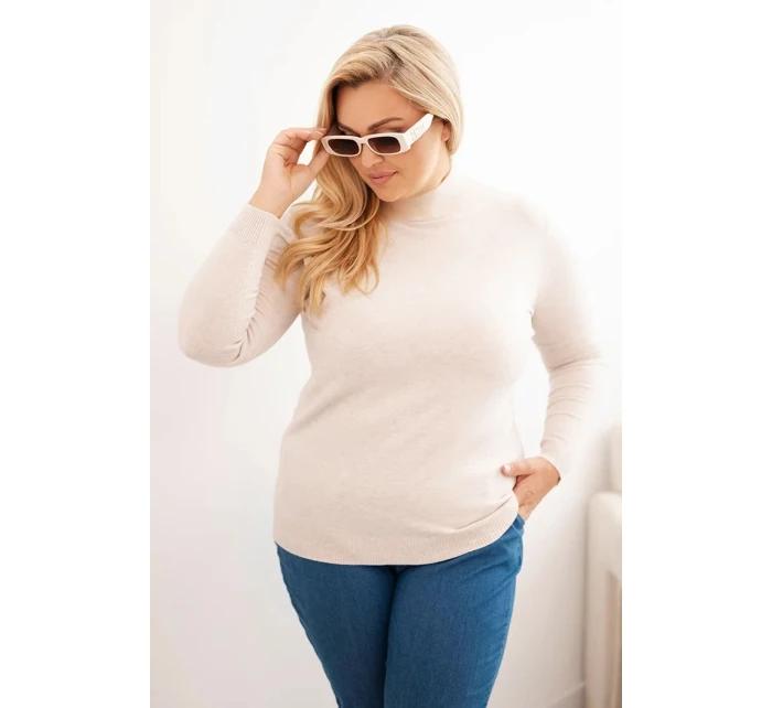 Dámský svetr Plus Size z viskózy s rolákem béžový