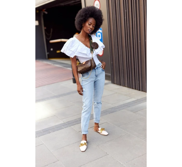 Dámské Nazouváky S řetízkem Béžové model 21549937 On Me - Boto Dámské Nazouváky S řetízkem Béžové model 21549937 On Me - Boto