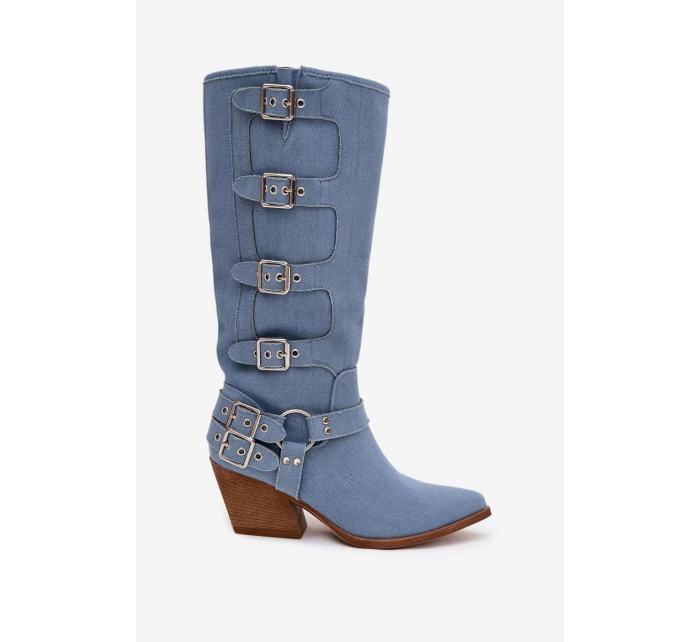 Fivelle Džíny Kovbojky Na Podpatku S Klamrami