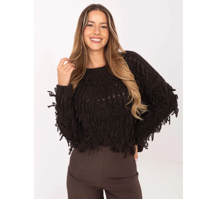 Sweter MI SW model 21314547 ciemny brązowy - FPrice Sweter MI SW model 21314547 ciemny brązowy - FPrice