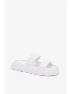 Dámské lehké pěnové pantofle na platformě S.Barski – bílé