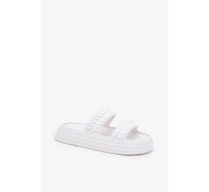 Dámské lehké pěnové pantofle na platformě S.Barski – bílé