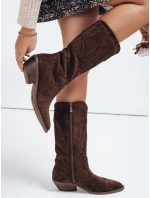 Dámské semišové kovbojské boty hnědé Dstreet ZY1160