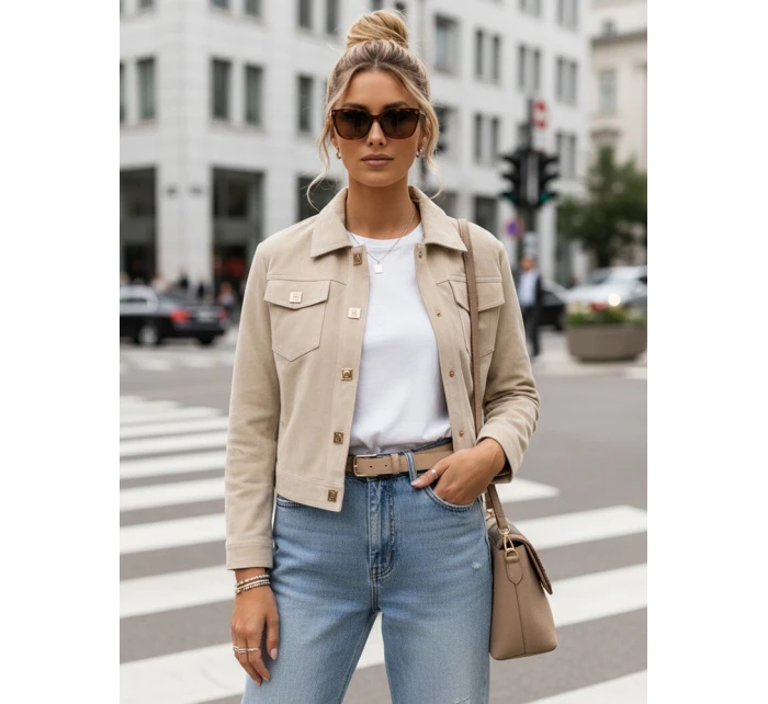 FashionStreet dámská semišová béžová bunda TY5574