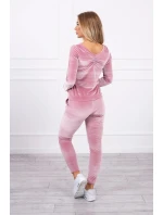 Velurová souprava se záhybem vzadu tmavě pudrově růžová