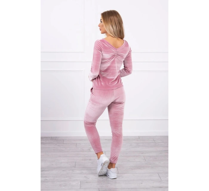 Velurová souprava se záhybem vzadu tmavě pudrově růžová