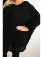 Dámský svetr Plus Size s moherem pončo černý