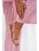 Průhledné sandály na nízkém podpatku se zdobením D&A MR51-709 růžové