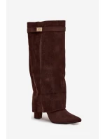 Kozačky Eko Podpatky Na Zip Zateplené  Čokoládové model 21704760 - Boto