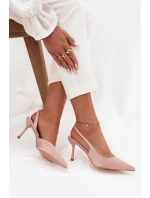 Dámské lodičky s otevřenou patou Lenira – béžové