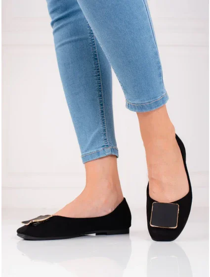 Klasické  baleríny černé dámské bez podpatku