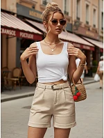 Dámské džínové šortky s páskem, béžové, FashionStreet SY0555