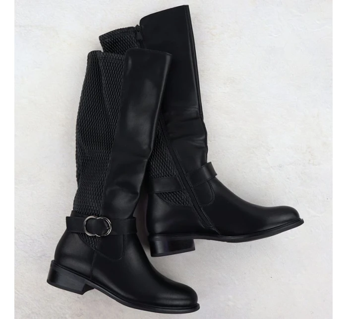 Dámské kozačky s ozdobným páskem černé model 21905554 - FILIPPO Dámské kozačky s ozdobným páskem černé model 21905554 - FILIPPO