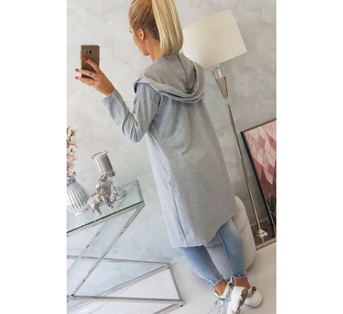 Dlouhá pláštěnka s kapucí šedá