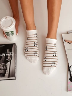 Dámské Bavlněné Ponožky  A Pruhy Ecru model 21683158 - Milena