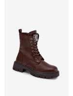 Dámské workery s ozdobou eko kůže čokoládové Karessa Dámské workery s ozdobou eko kůže čokoládové Karessa