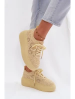 Pletené dámské tenisky na platformě Žluté Evalora