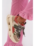 Kožené dámské tenisky na platformě model 22031852 Béžové - D&A