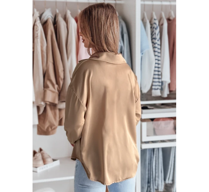 Dámská košile oversize SATINIA béžová FashionStreet DY0451